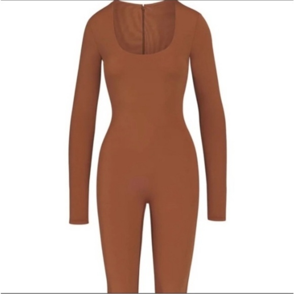 SKIMS WOMEN’S ALL IN ONE SCOOP NECK LONG SLEEVE ONESIE CATSUIT COCOA NWT SZ 4X